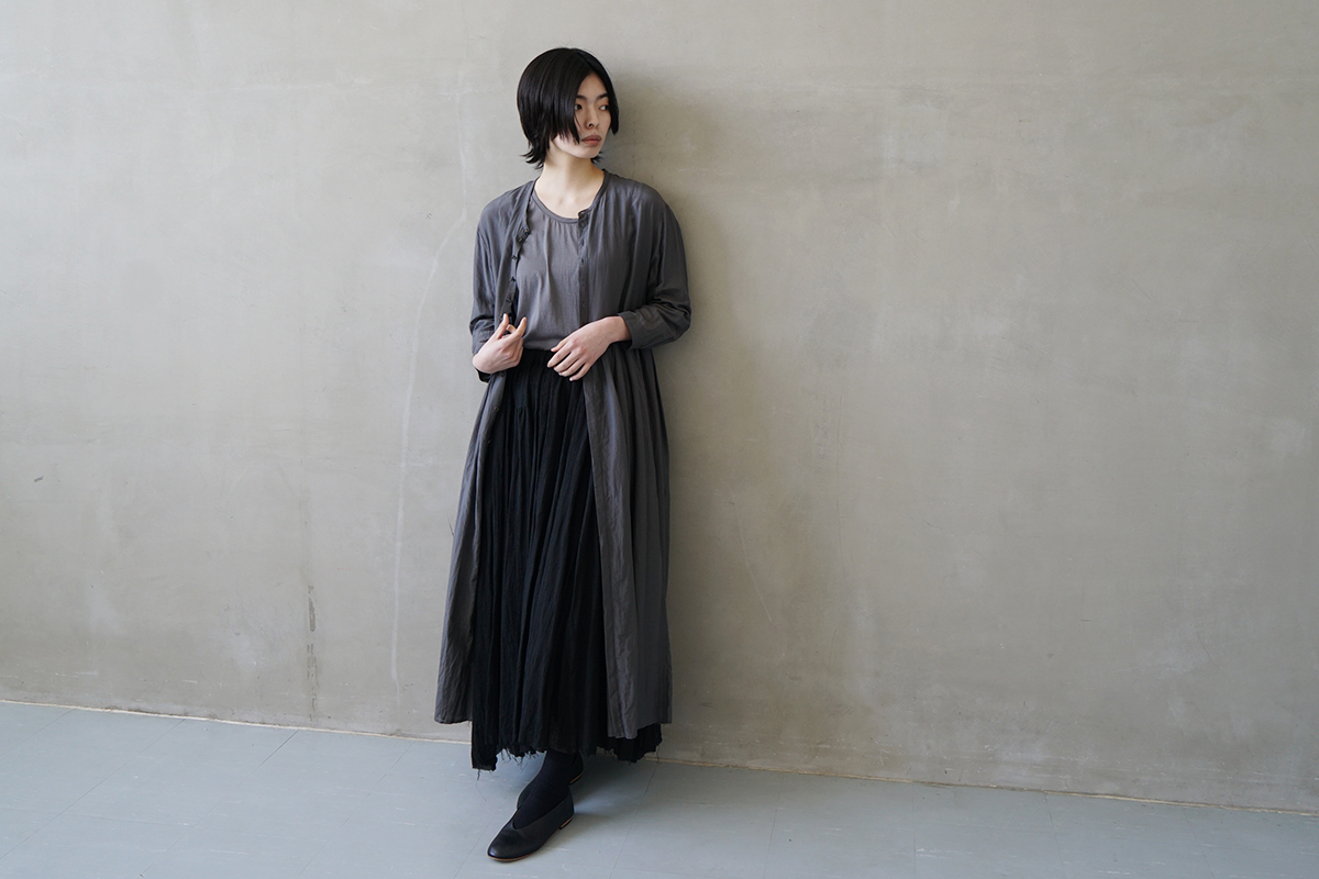 suzuki takayuki スズキタカユキ gathered dress [T001-16/slate grey]