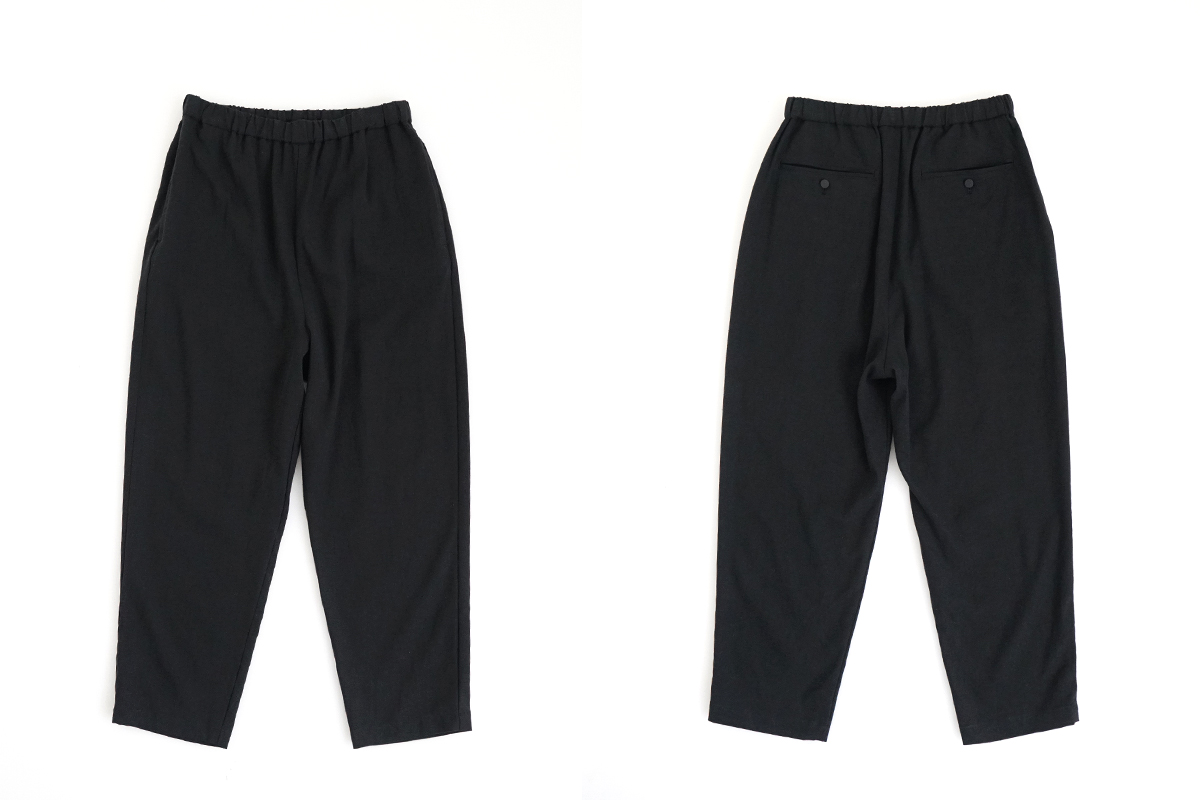 Mochi モチ silk linen tapered easy pants [black] テーパードパンツ 