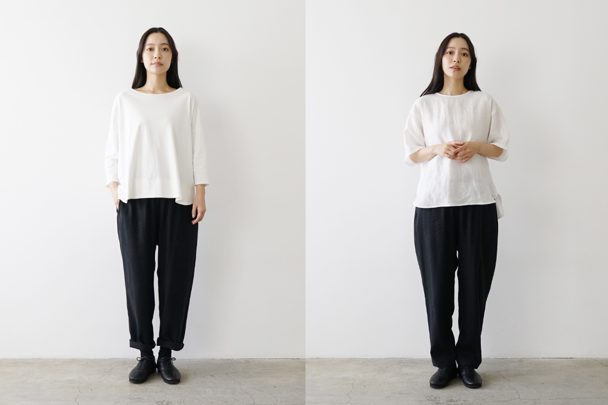 Mochi モチ silk linen tapered easy pants [black] テーパードパンツ 