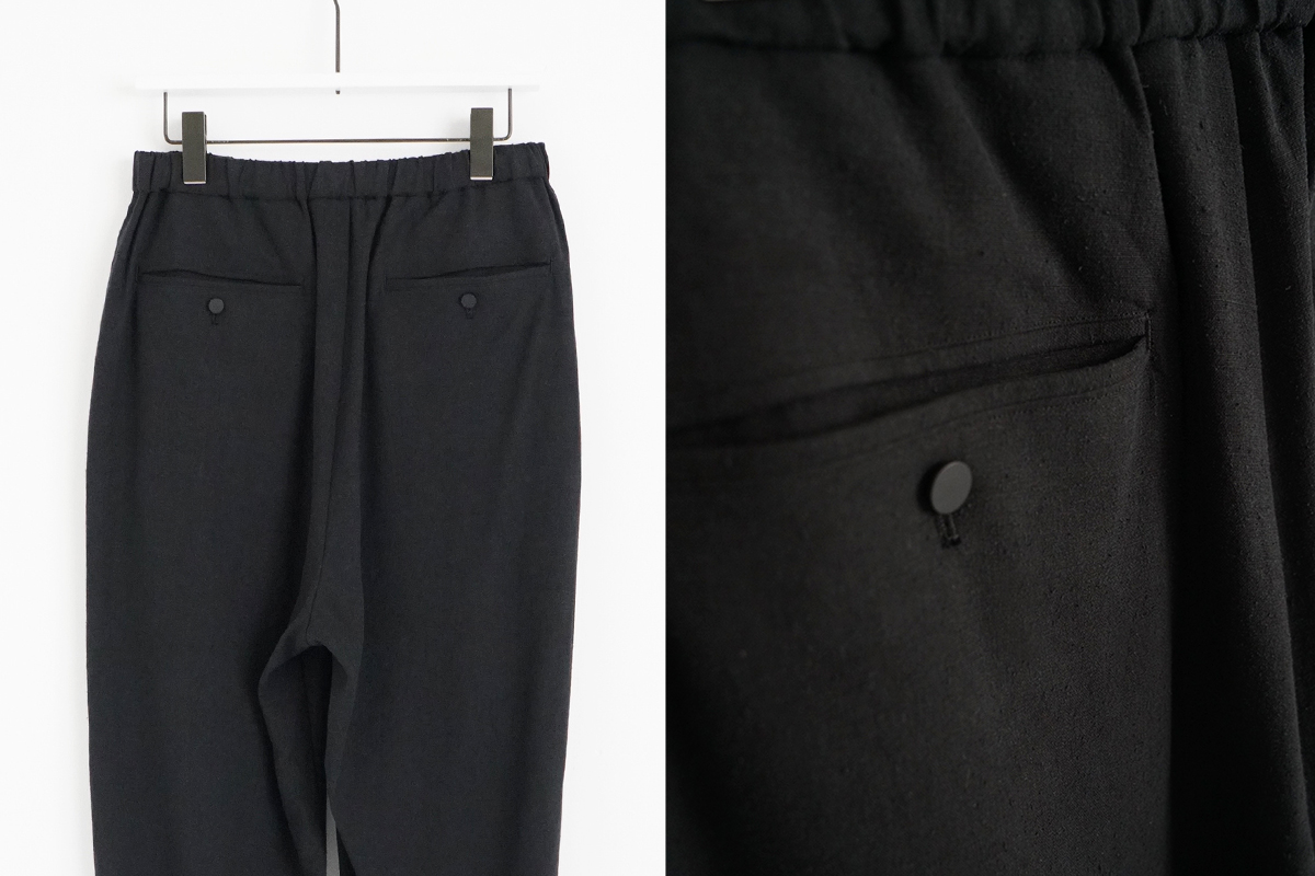 Mochi モチ silk linen tapered easy pants [black] テーパードパンツ 