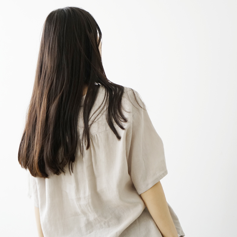 Mochi モチ pullover blouse [sand] フレンチリネンブラウス 