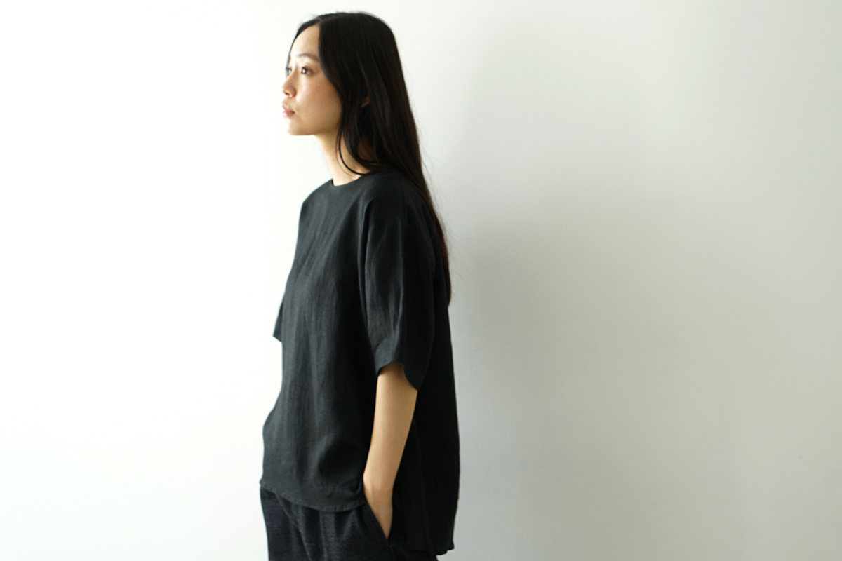 Mochi モチ pullover blouse [black] フレンチリネンブラウス 