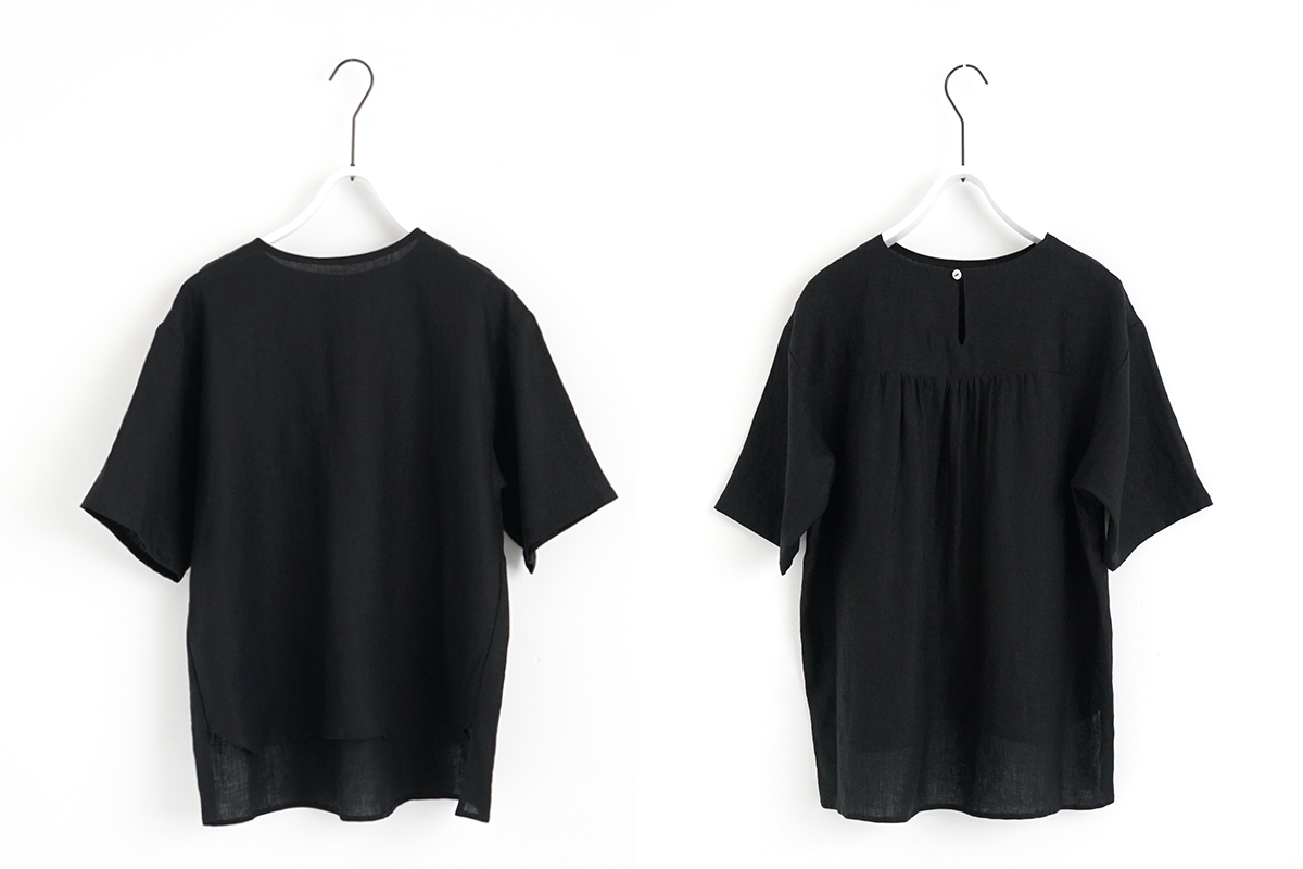 Mochi モチ pullover blouse [black] フレンチリネンブラウス 