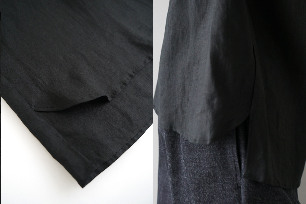 Mochi モチ pullover blouse [black] フレンチリネンブラウス 