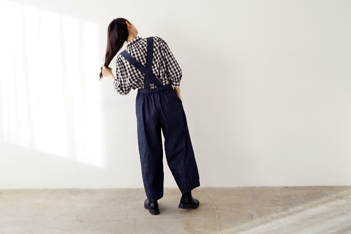 Mochi モチ suspenders denim cropped pants デニムパンツ