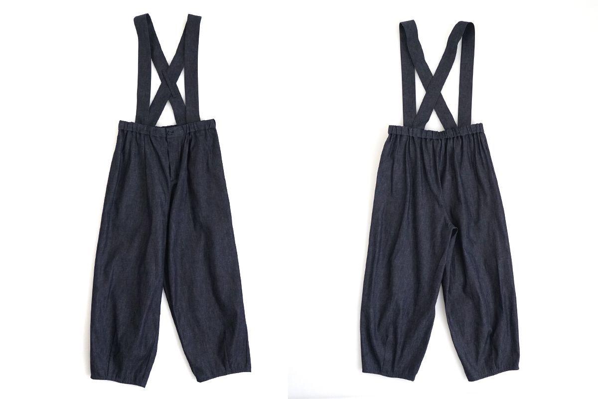 Mochi モチ suspenders denim cropped pants デニムパンツ
