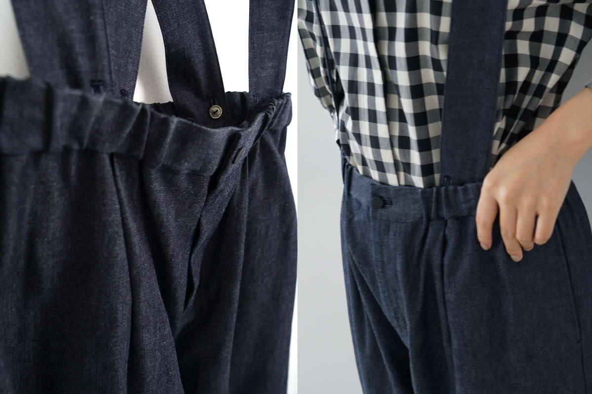 Mochi モチ suspenders denim cropped pants デニムパンツ