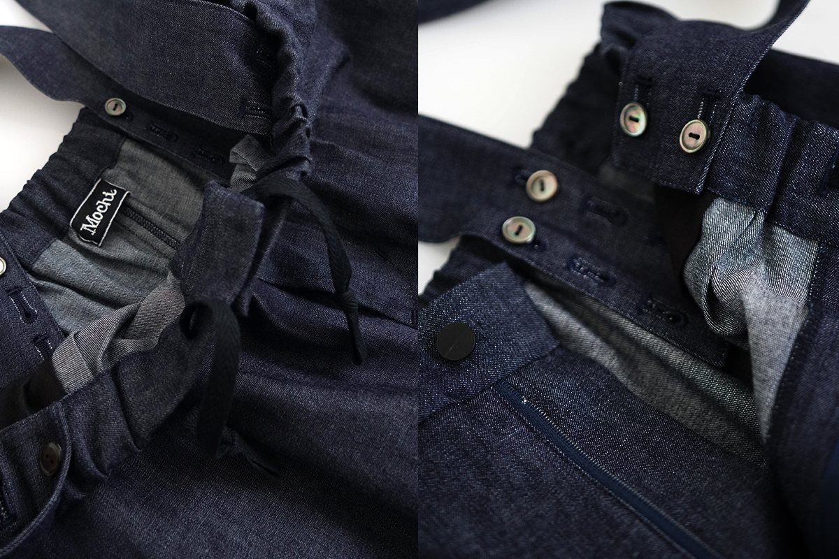 Mochi モチ suspenders denim cropped pants デニムパンツ