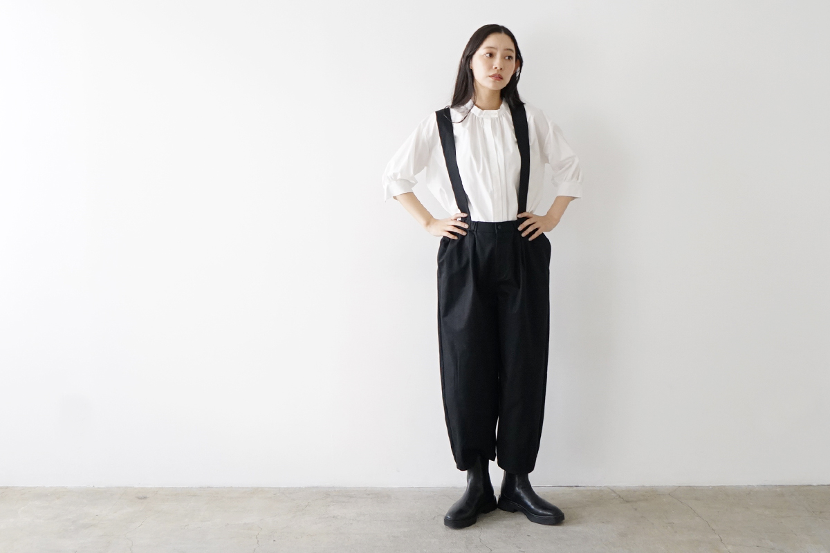 Mochi モチ suspenders cropped pants [black] サスペンダークロップドパンツ