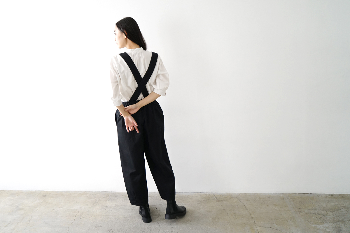 Mochi モチ suspenders cropped pants [black] サスペンダークロップドパンツ