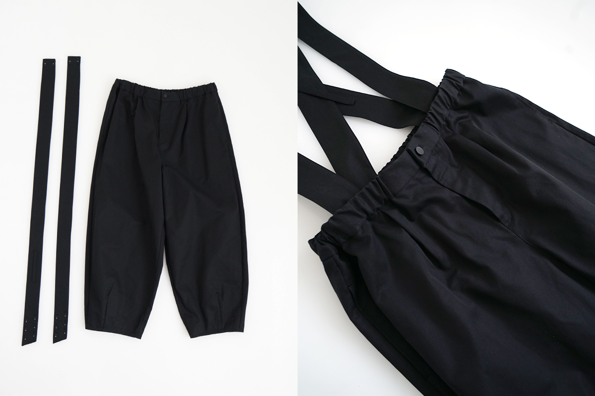 Mochi モチ suspenders cropped pants [black] サスペンダークロップドパンツ