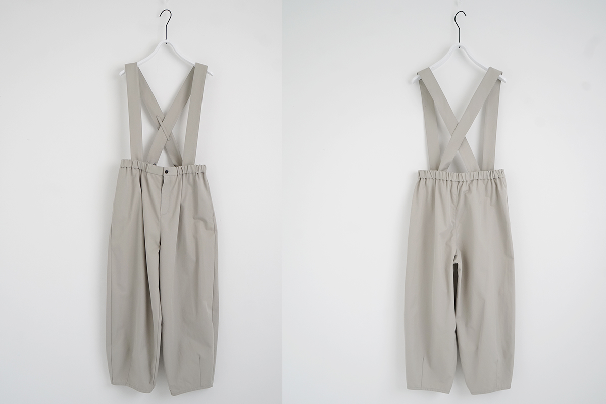 Mochi モチ suspenders cropped pants [chalk] サスペンダークロップドパンツ