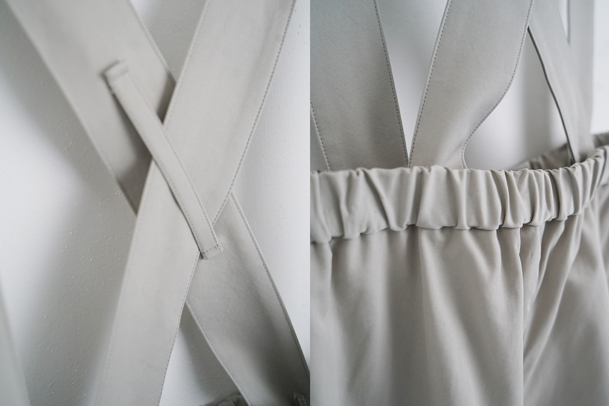 Mochi モチ suspenders cropped pants [chalk] サスペンダークロップドパンツ