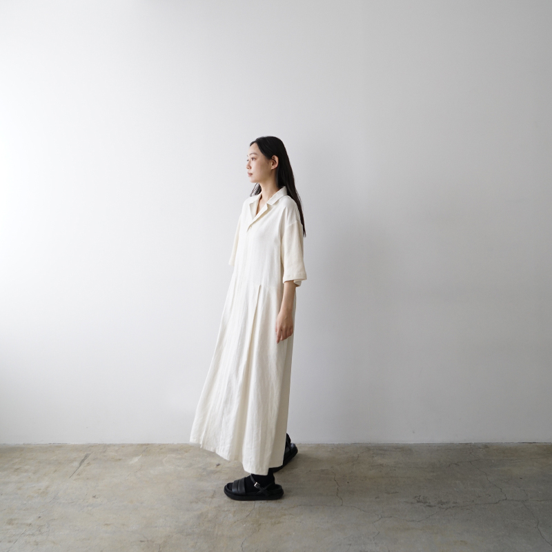 Mochi モチ open collar dress [off white] オープンカラーワンピース