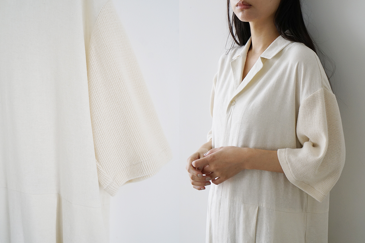 Mochi モチ open collar dress [off white] オープンカラーワンピース