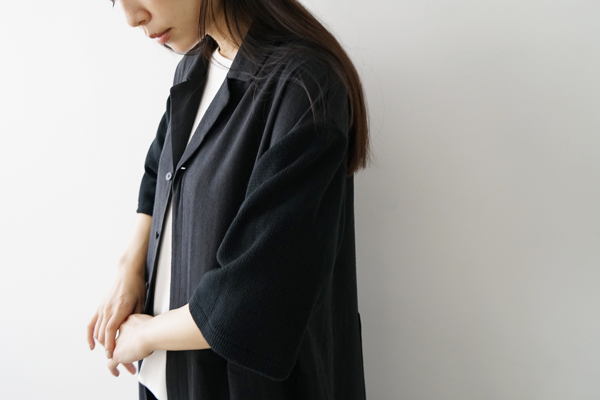 Mochi モチ open collar dress [black] オープンカラーワンピース