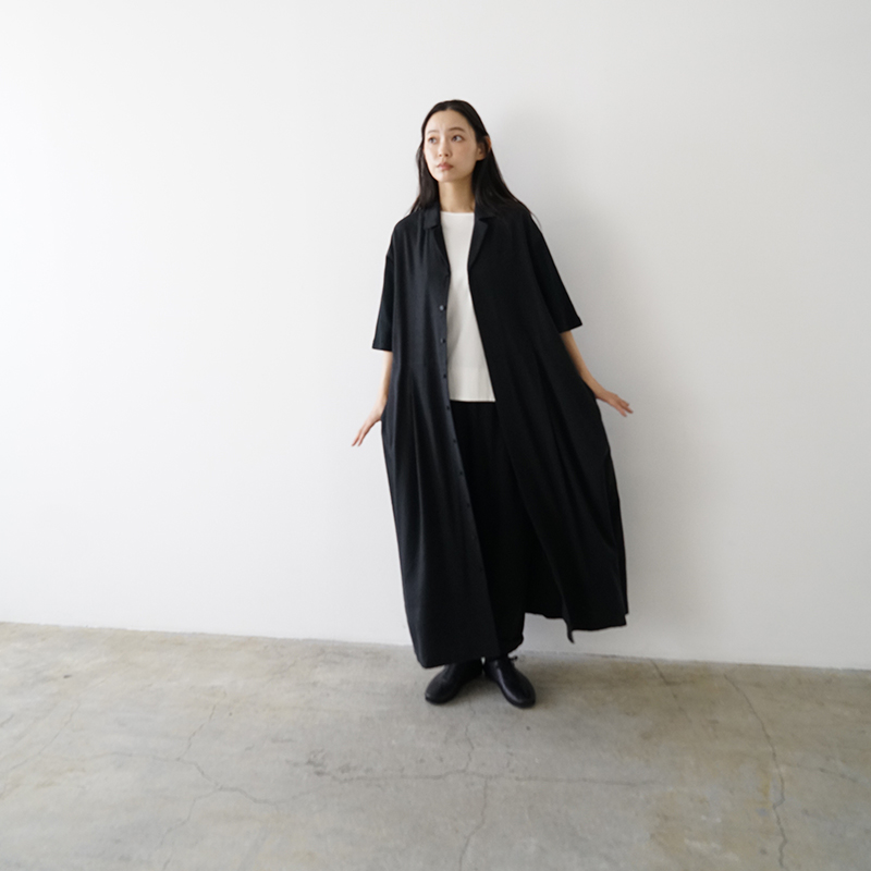 Mochi モチ open collar dress [black] オープンカラーワンピース