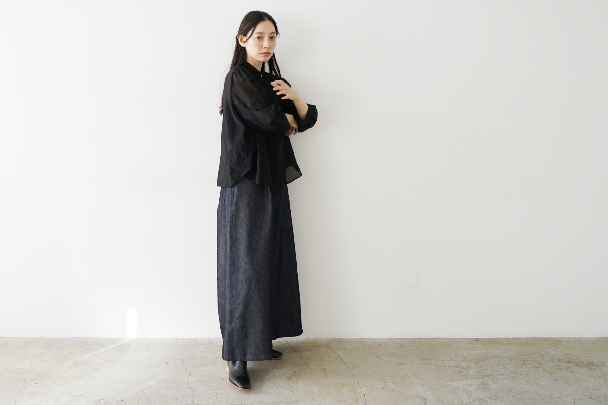 Mochi モチ puff sleeve gather blouse [black] ギャザーブラウス