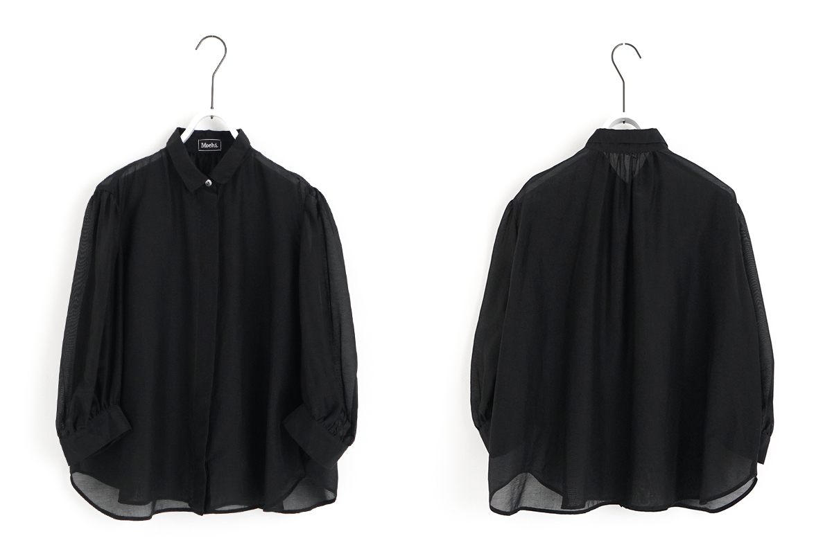 Mochi モチ puff sleeve gather blouse [black] ギャザーブラウス
