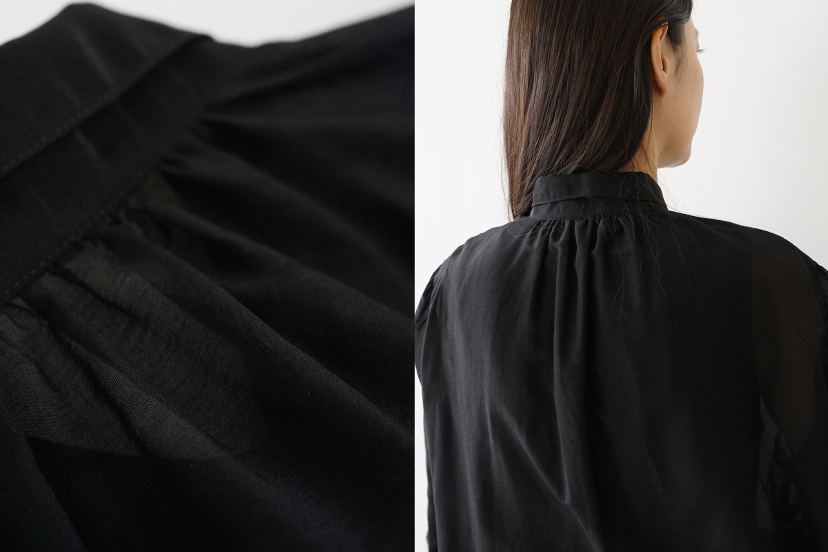 Mochi モチ puff sleeve gather blouse [black] ギャザーブラウス