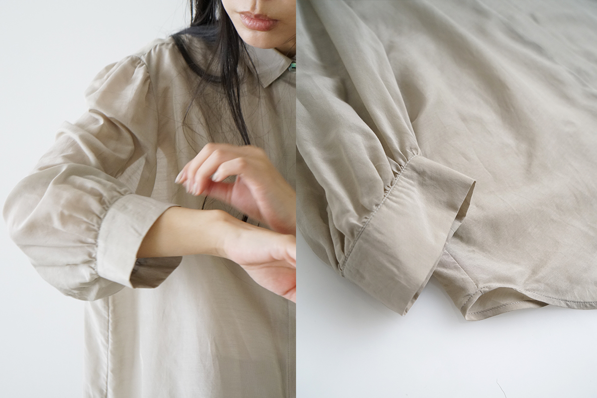 Mochi モチ puff sleeve gather blouse [sand] ギャザーブラウス