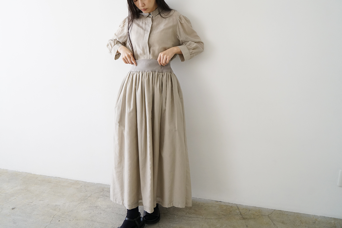 Mochi モチ cotton silk long skirt [sand] コットンシルクロングスカート