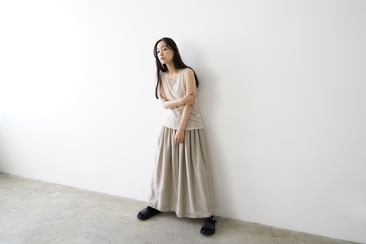 Mochi モチ cotton silk long skirt [sand] コットンシルクロングスカート
