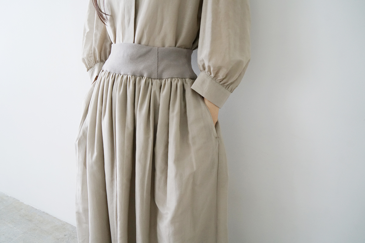 Mochi モチ cotton silk long skirt [sand] コットンシルクロングスカート