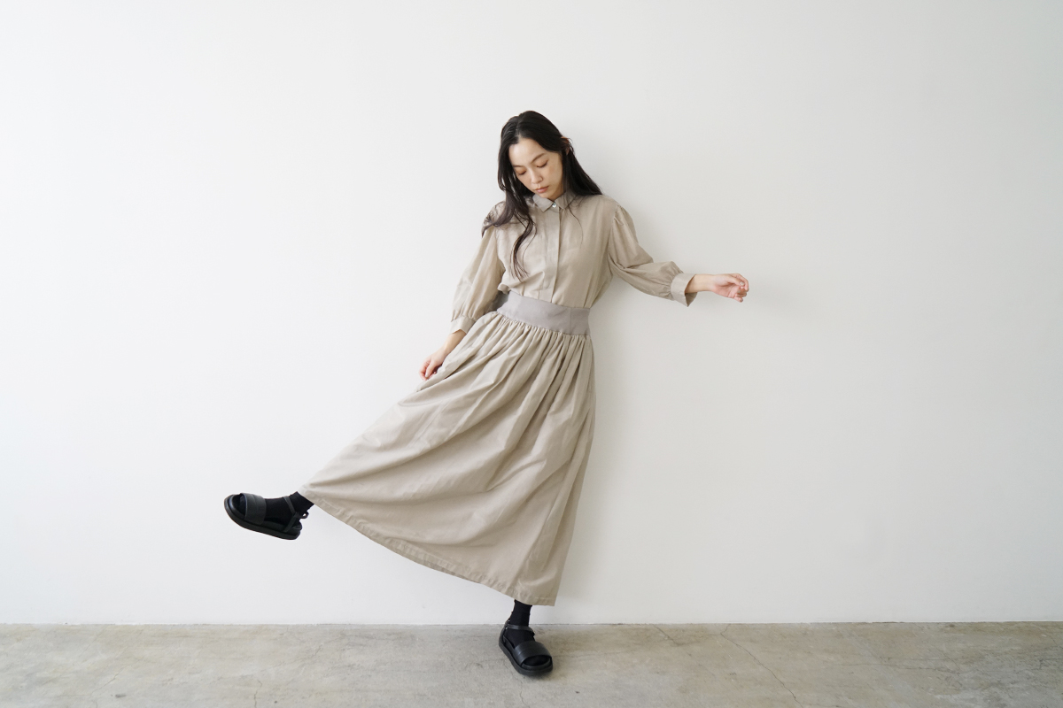 Mochi モチ cotton silk long skirt [sand] コットンシルクロングスカート