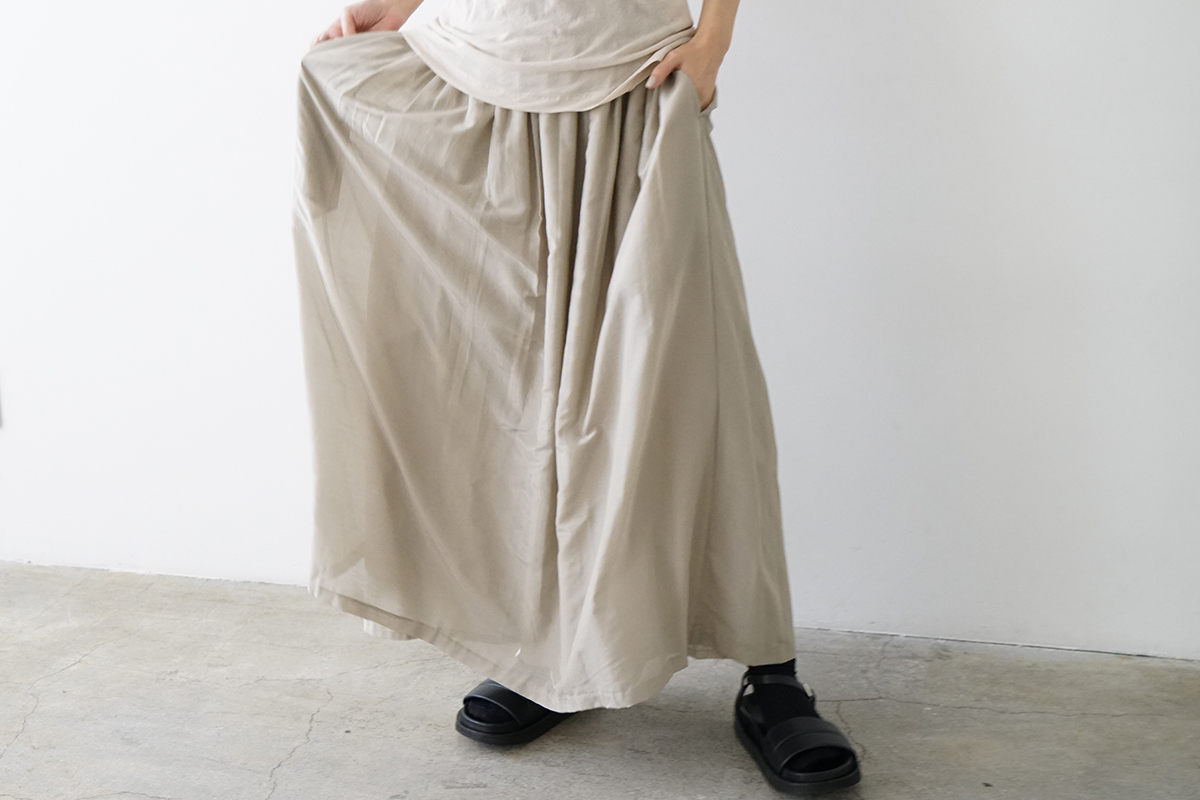 Mochi モチ cotton silk long skirt [sand] コットンシルクロングスカート