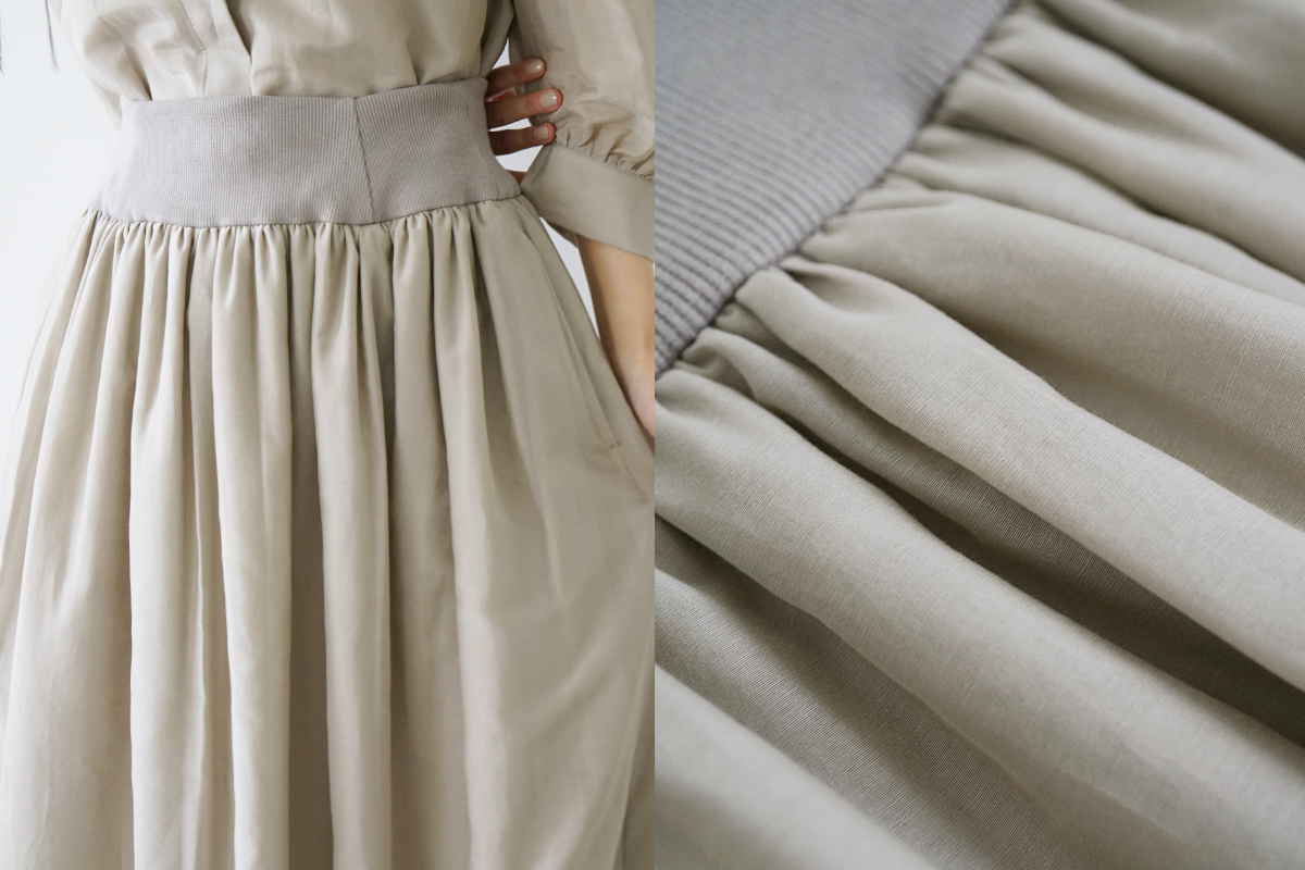 Mochi モチ cotton silk long skirt [sand] コットンシルクロングスカート