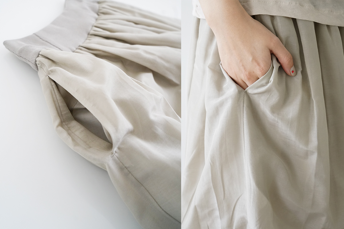 Mochi モチ cotton silk long skirt [sand] コットンシルクロングスカート
