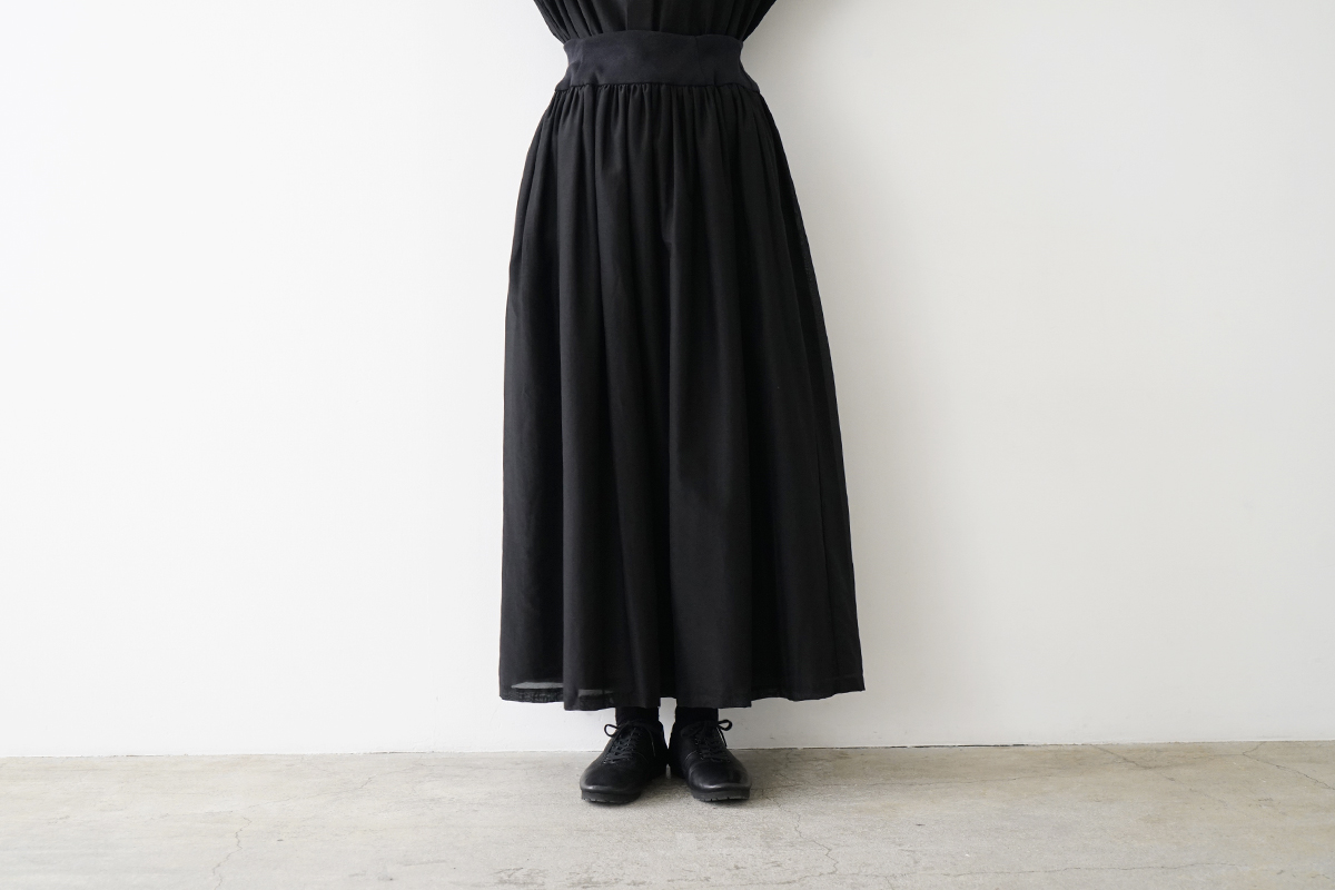 Mochi モチ cotton silk long skirt [black] コットンシルクロングスカート