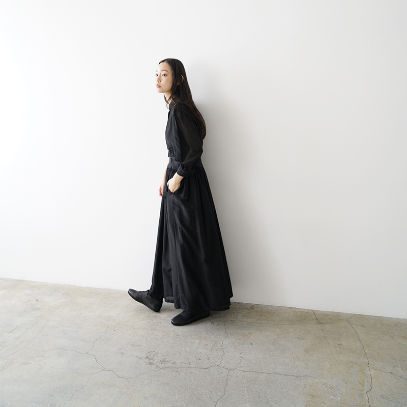 Mochi モチ cotton silk long skirt [black] コットンシルクロングスカート