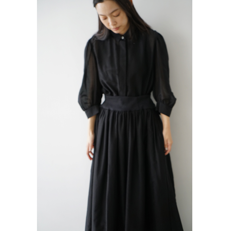 Mochi モチ cotton silk long skirt [black] コットンシルクロングスカート