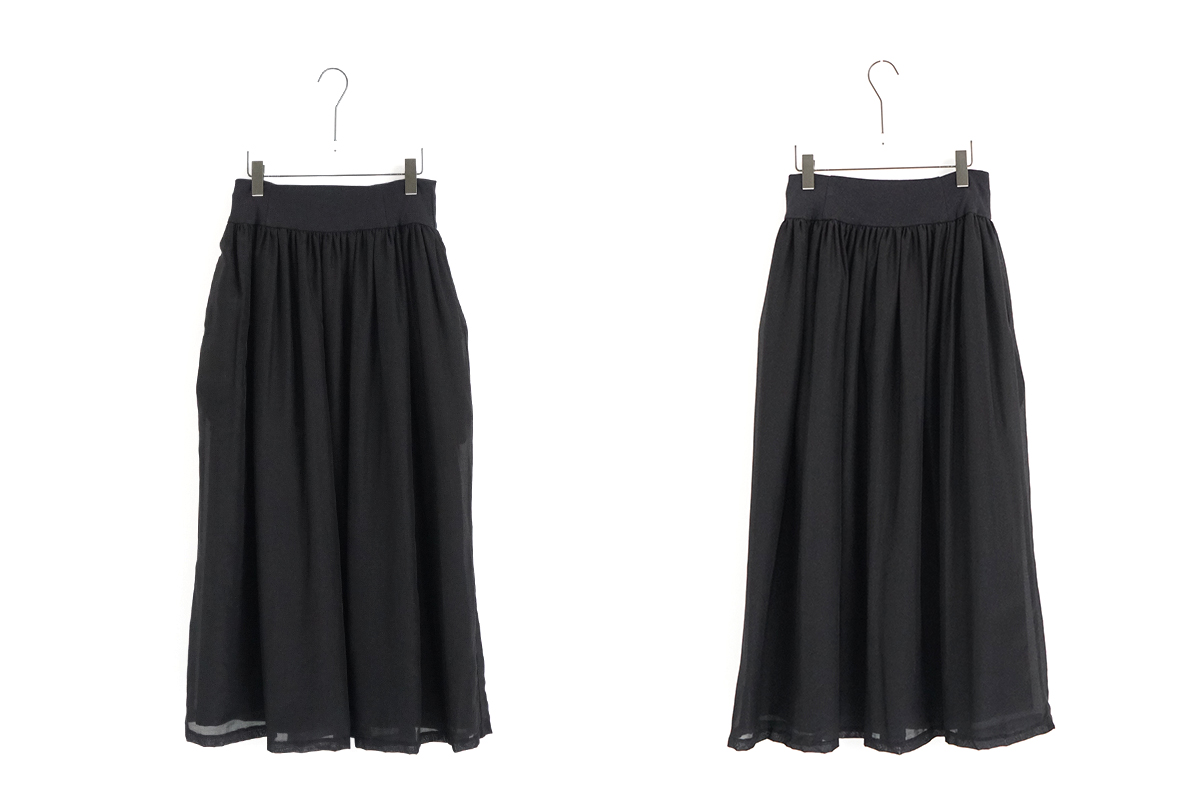Mochi モチ cotton silk long skirt [black] コットンシルクロングスカート