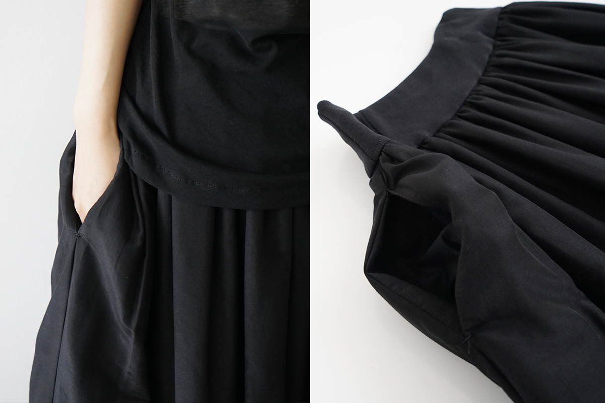 Mochi モチ cotton silk long skirt [black] コットンシルクロングスカート