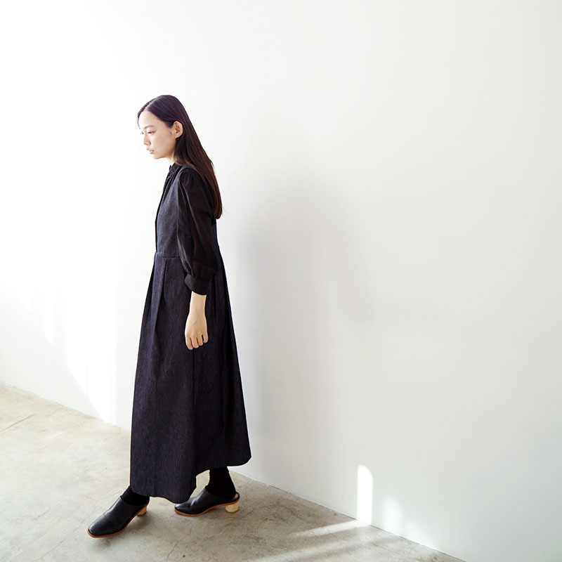 Mochi モチ silk denim jumper skirt ジャンパースカート
