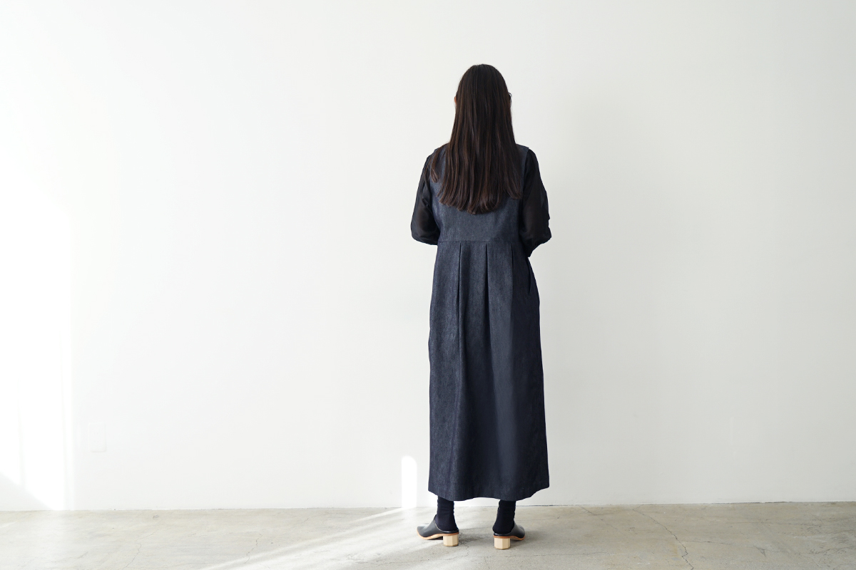 Mochi モチ silk denim jumper skirt ジャンパースカート