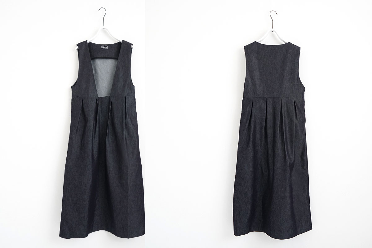 Mochi モチ silk denim jumper skirt ジャンパースカート