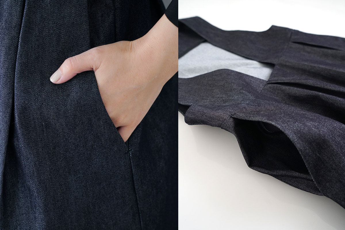 Mochi モチ silk denim jumper skirt ジャンパースカート
