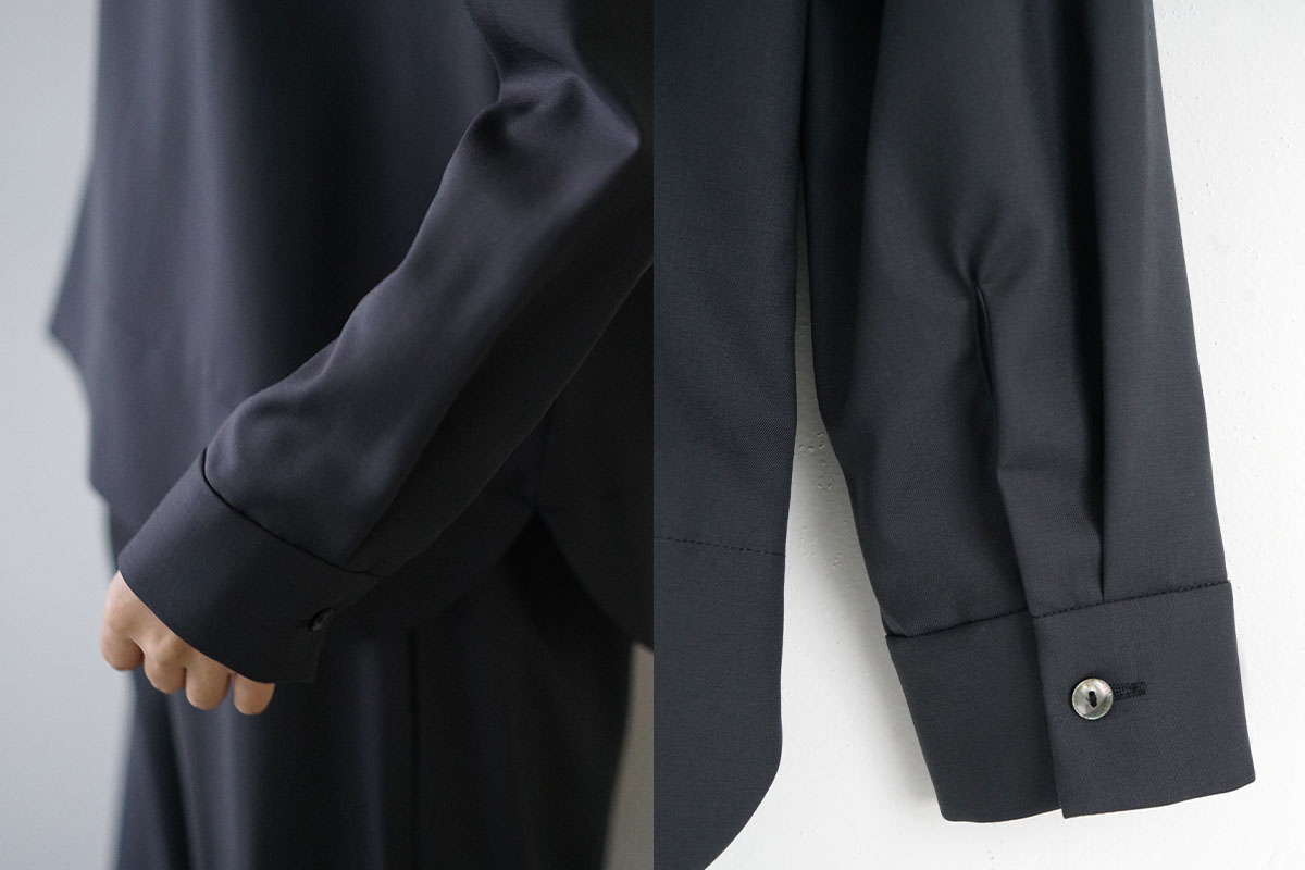 Mochi モチ petit high necked shirt [dark moss grey] ハイネックシャツ