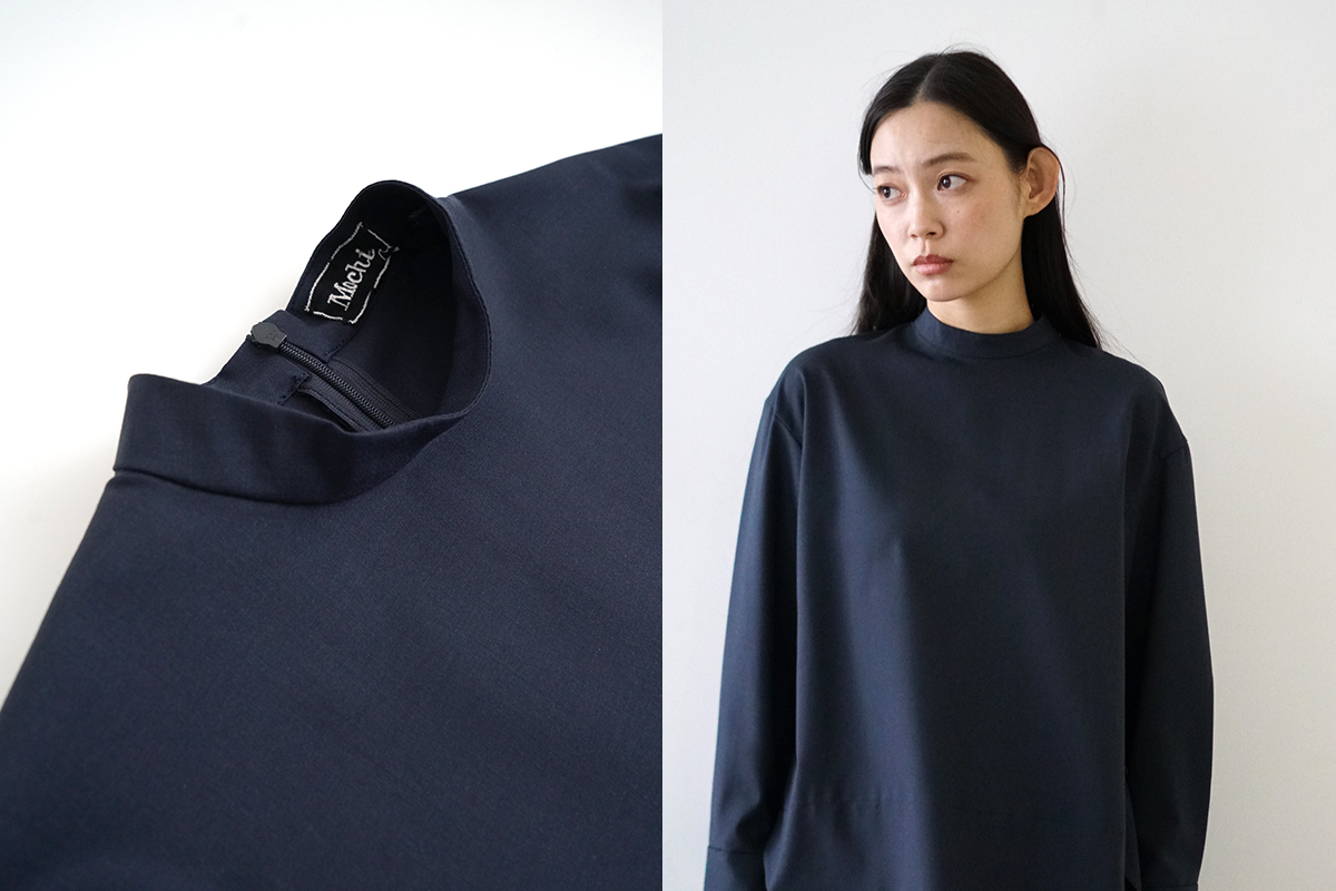 Mochi モチ petit high necked shirt [deep blue] ハイネックシャツ