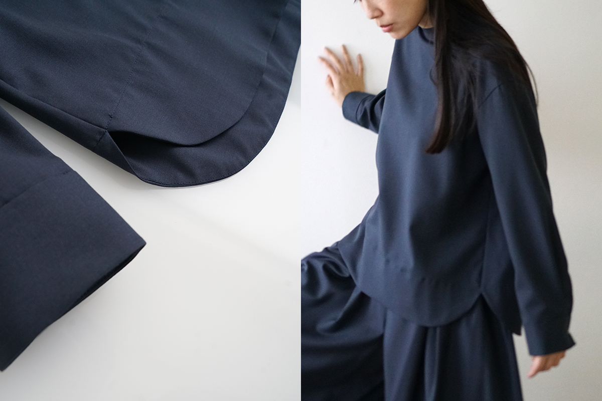 Mochi モチ petit high necked shirt [deep blue] ハイネックシャツ