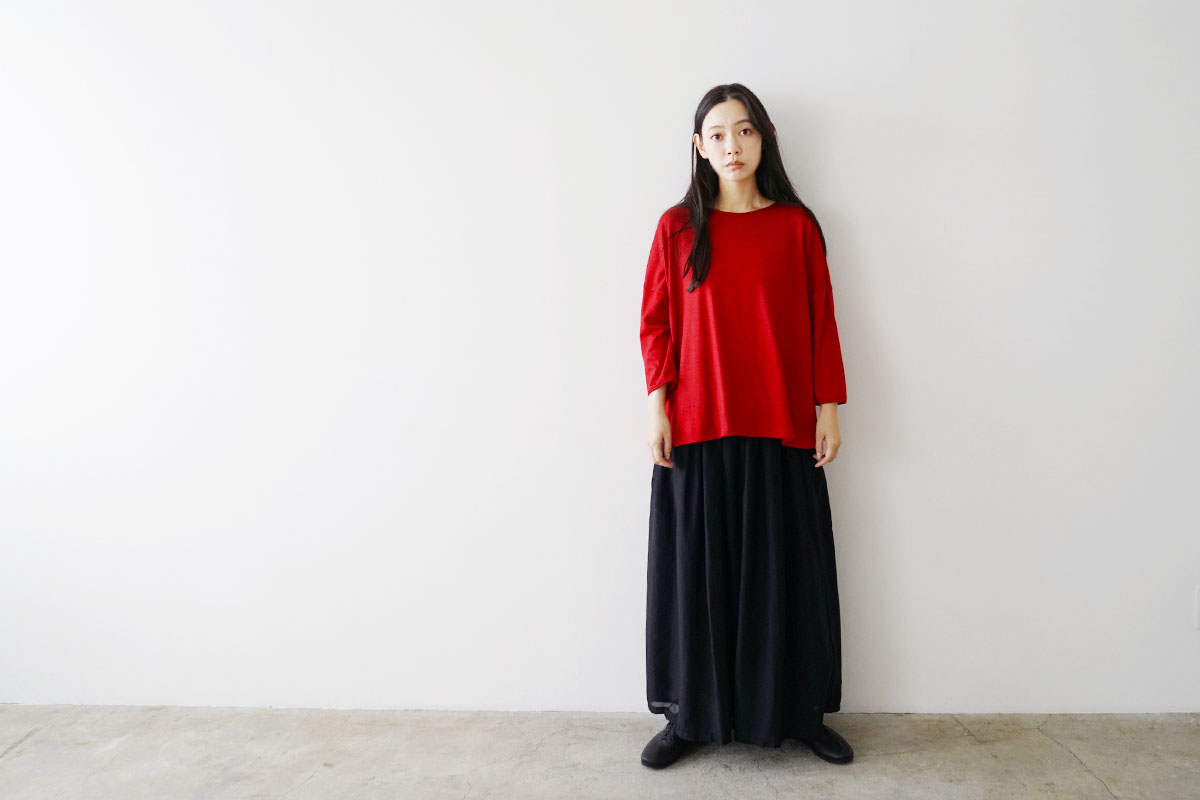 Mochi モチ three quarter sleeve t-shirt [red]<br>七分丈Tシャツ