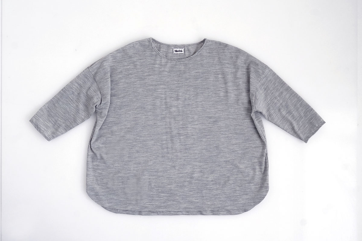 Mochi モチ three quarter sleeve t-shirt [heather gray] 七分丈Tシャツ