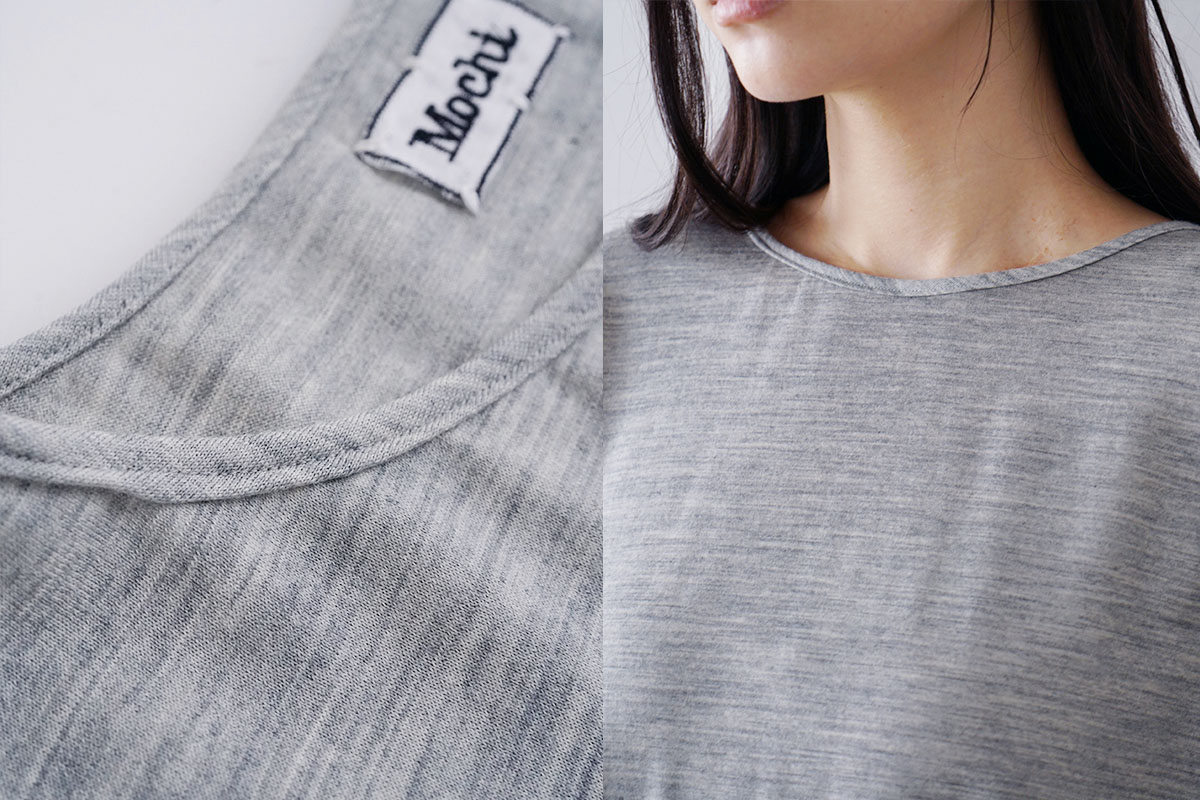 Mochi モチ three quarter sleeve t-shirt [heather gray] 七分丈Tシャツ