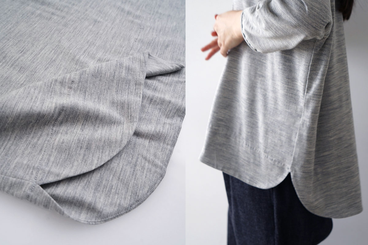 Mochi モチ three quarter sleeve t-shirt [heather gray] 七分丈Tシャツ