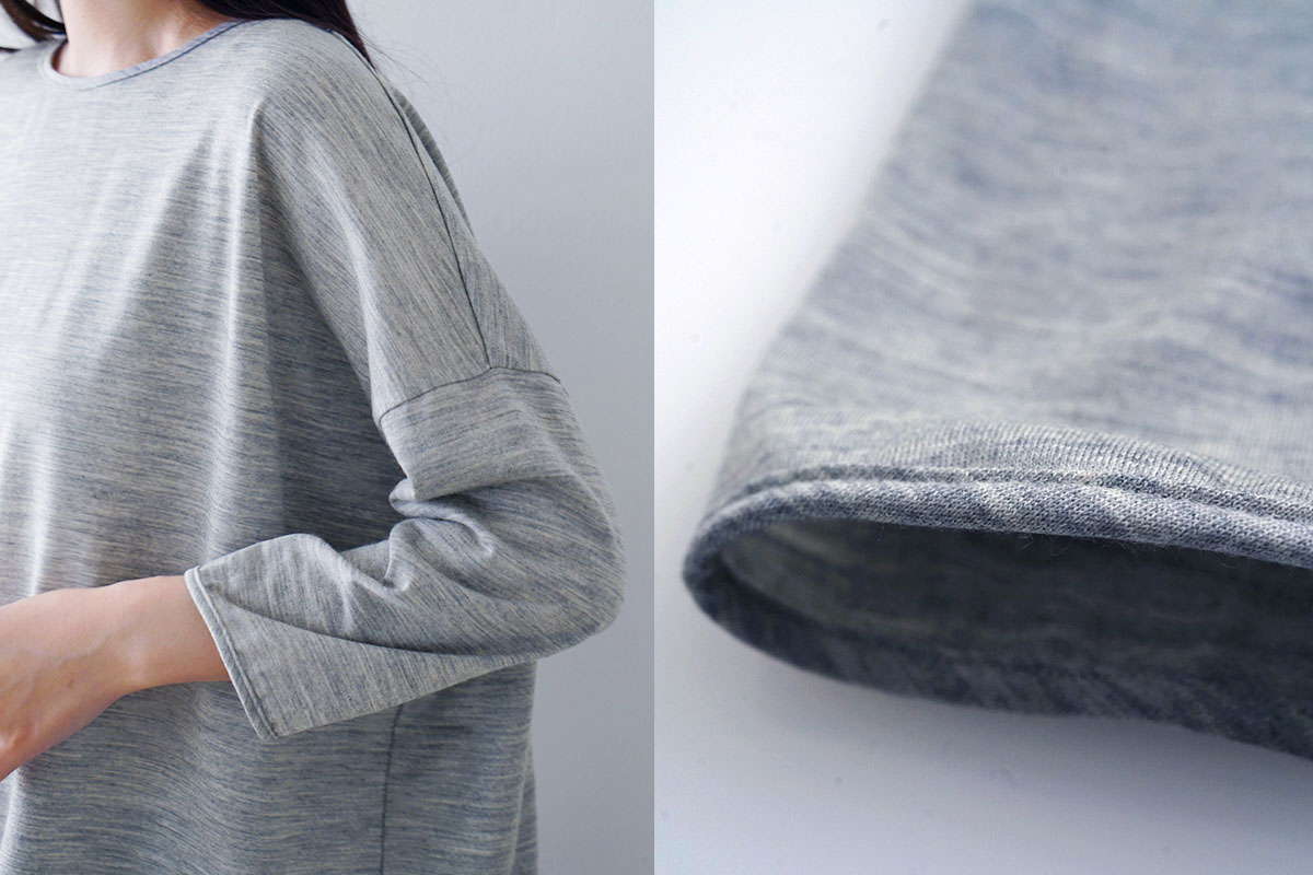 Mochi モチ three quarter sleeve t-shirt [heather gray] 七分丈Tシャツ
