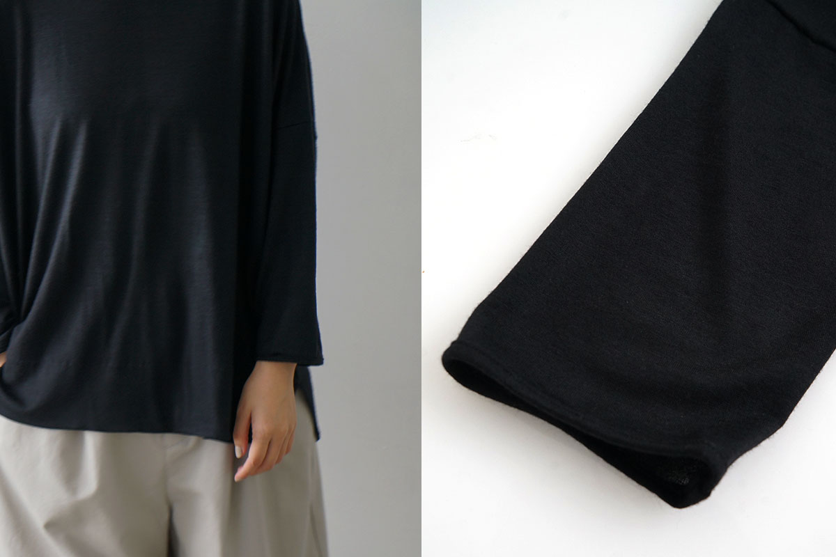 Mochi モチ three quarter sleeve t-shirt [black] 七分丈Tシャツ